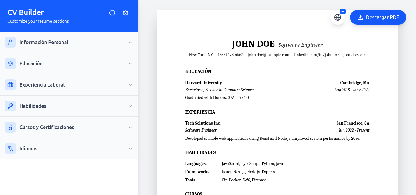 Imagen del proyecto CV Builder